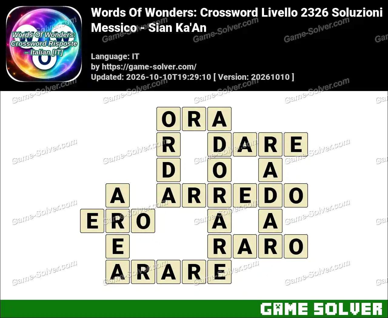 Words Of Wonders: Crossword Livello 2326 Soluzioni – Messico – Sian Ka’An